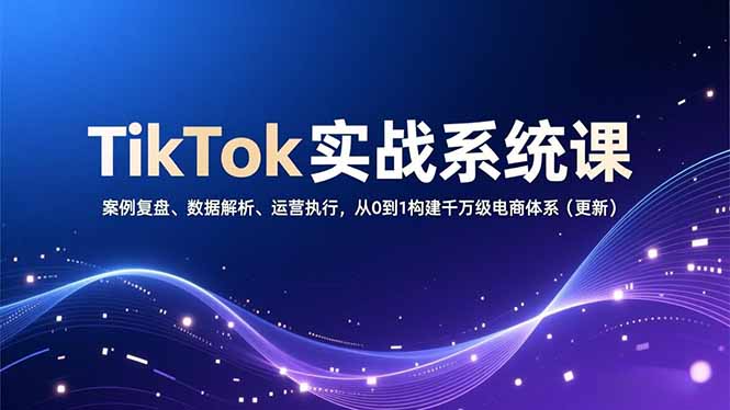 TikTok实战系统课，案例复盘、数据解析、运营执行，从0到1构建千万级电商体系(更新-快名资源网