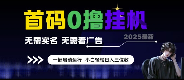首码0撸挂G项目，无需实名无需看广告 一键启动运行，小白轻松日入三位数【揭秘】-快名资源网