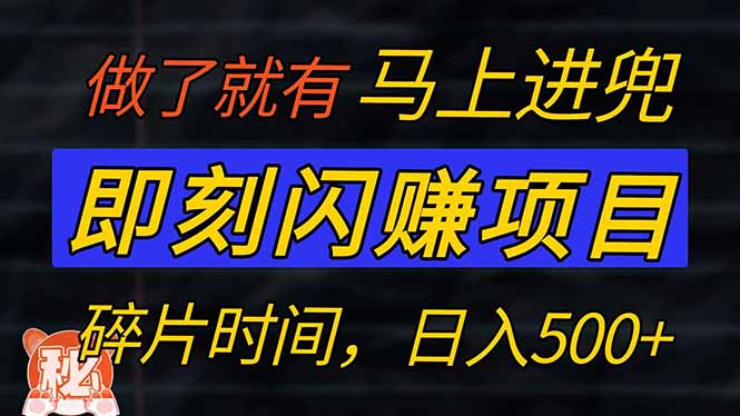 零门槛 即刻闪赚项目！！！仅手机操作，利用碎片时间，轻松日赚500+-青虫资源网