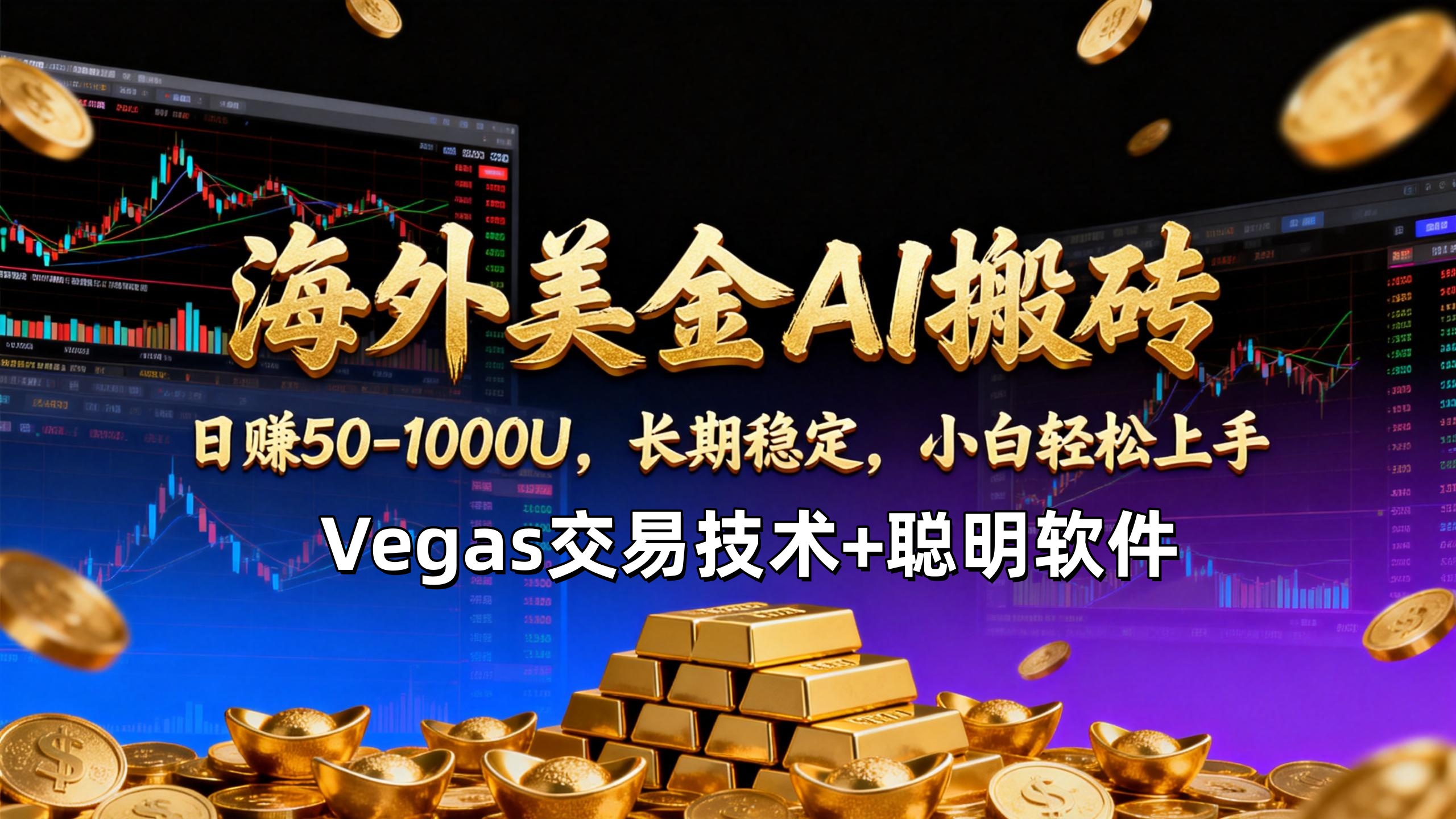 【海外美金AI搬砖】Vegas交易技术+聪明软件，日赚50-1000U，长期稳定，小白轻松上手。-快名资源网