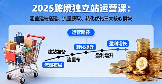 2025跨境独立站运营课：涵盖建站搭建、流量获取、转化优化三大核心模块-快名资源网