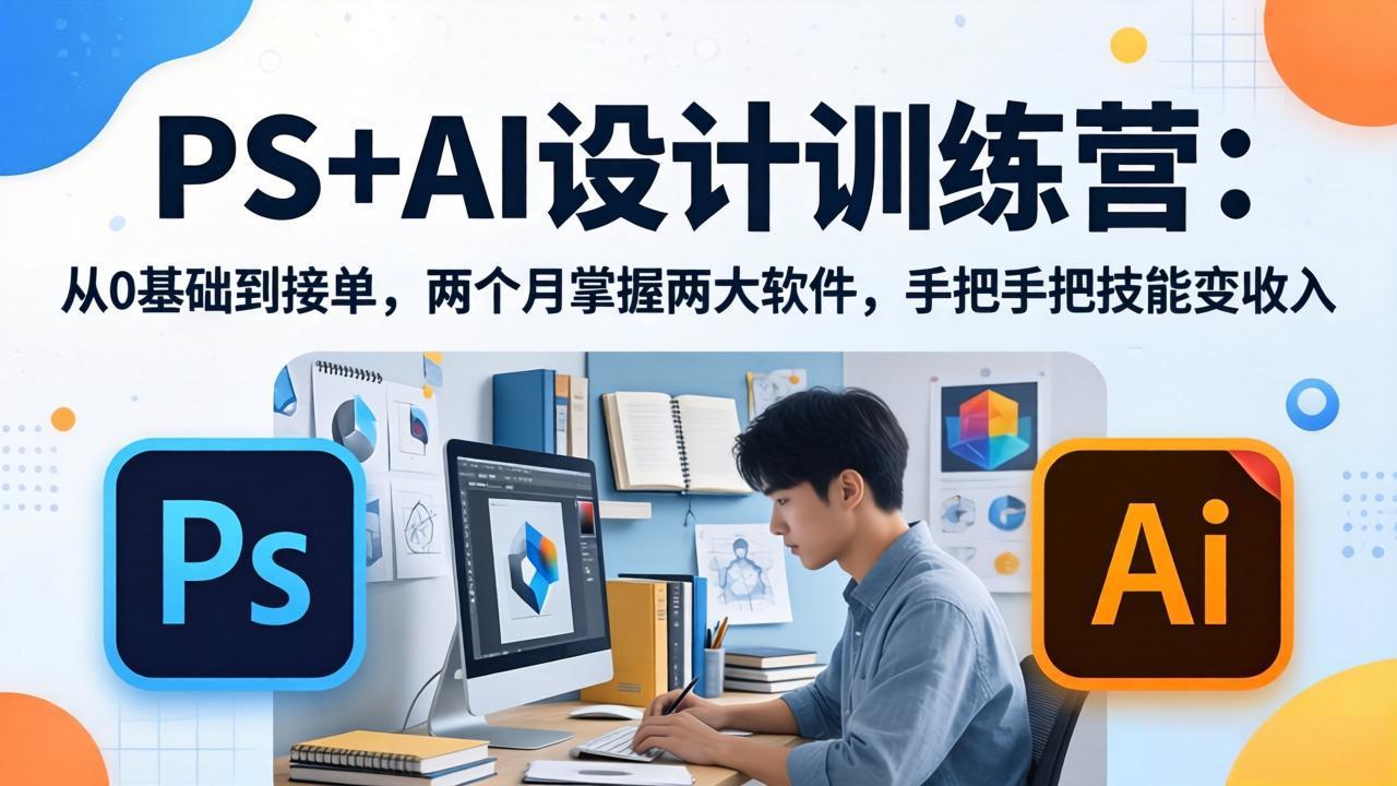 PS+AI设计训练营：从0基础到接单，两个月掌握两大软件，手把手把技能变收入-快名资源网