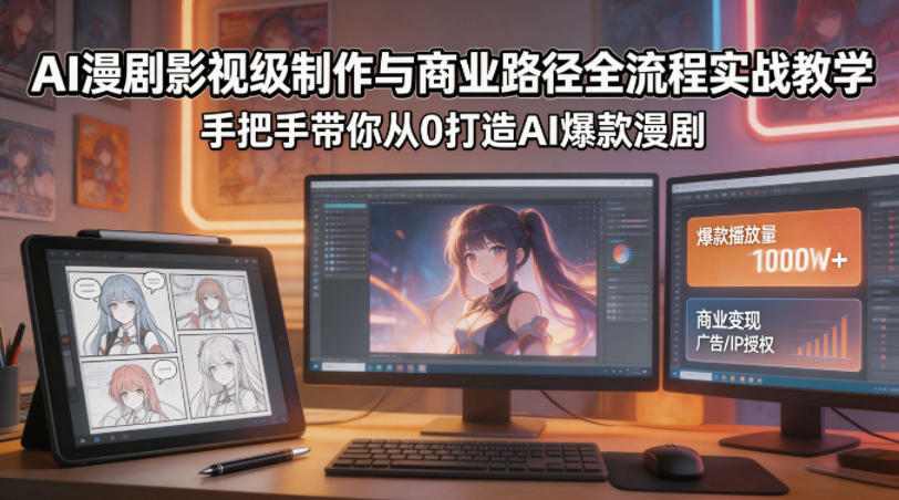AI漫剧影视级制作与商业路径全流程实战教学，手带你从0打造AI爆款漫剧-快名资源网