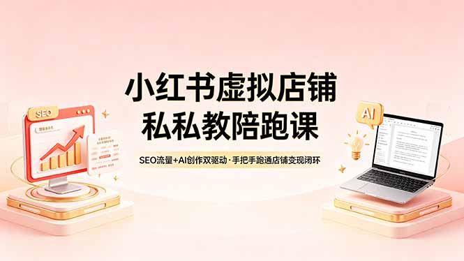 小红书虚拟店铺私教陪跑课，SEO流量+AI创作双驱动，手把手跑通店铺变现闭环-快名资源网
