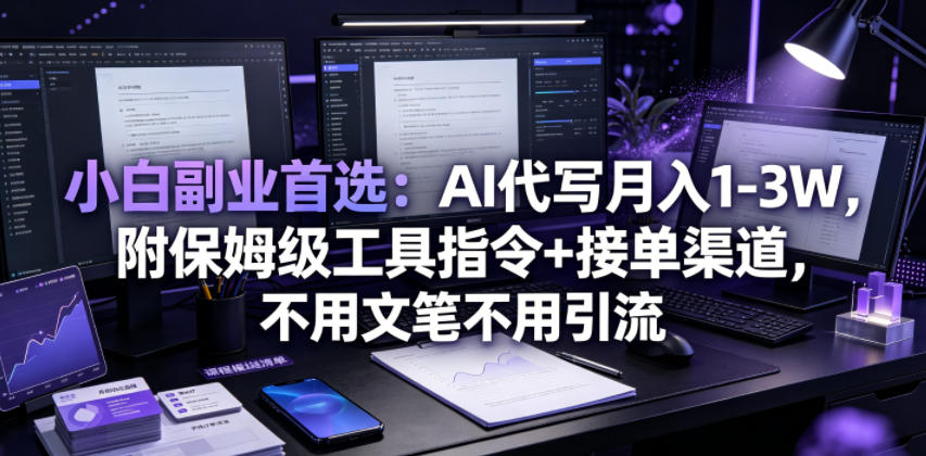 小白副业首选：AI代写月入1-3W，附保姆级工具指令+接单渠道，不用文笔不用引流【揭秘】-青虫资源网