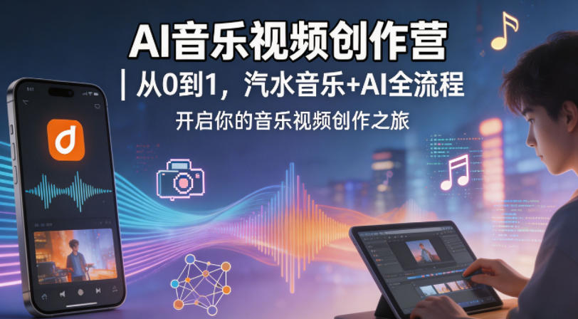 AI音乐视频创作营｜从0到1，汽水音乐+AI全流程，开启你的音乐视频创作之旅-快名资源网
