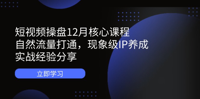 短视频操盘12月核心课程：自然流量打通，现象级IP养成，实战经验分享-快名资源网