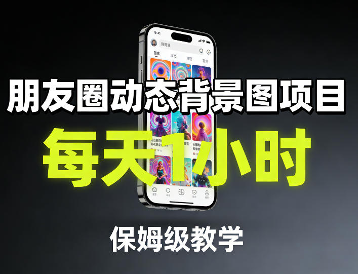 朋友圈动态背景图项目，每天1小时，保姆级教学-快名资源网