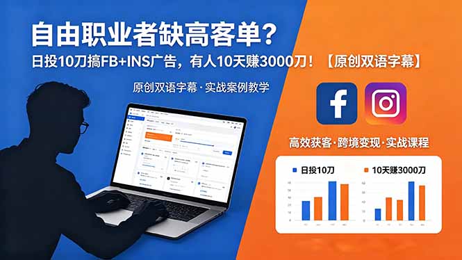 自由职业者缺高客单？日投 10 刀搞 FB+INS 广告，有人 10 天赚 3000 刀！【原创双语字幕】-快名资源网