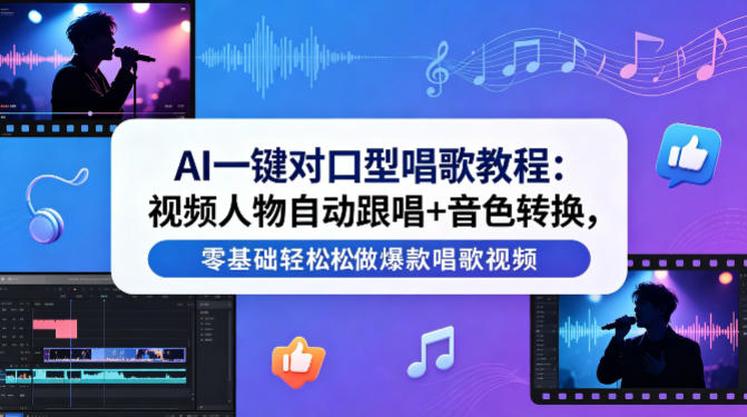 AI一键对口型唱歌教程：视频人物自动跟唱+音色转换，零基础轻松做爆款唱歌视频-青虫资源网