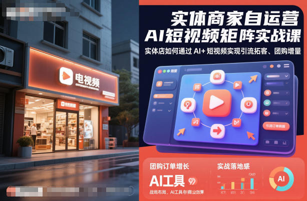 实体商家自运营AI短视频矩阵实战课，实体店如何通过AI+短视频实现引流拓客、团购增量-快名资源网