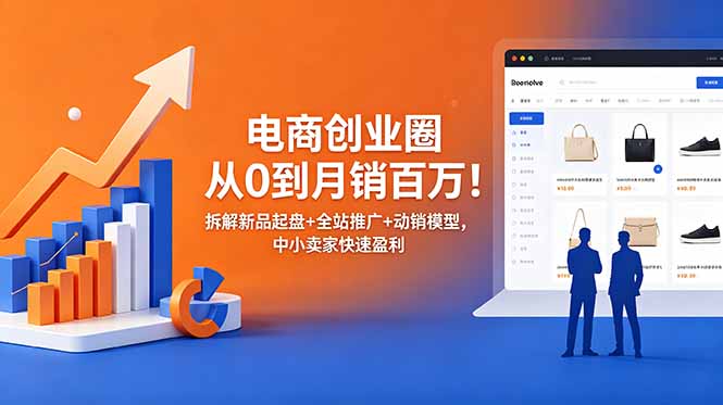 电商创业圈从0到月销百万！拆解新品起盘+全站推广+动销模型，中小卖家快速盈利-快名资源网
