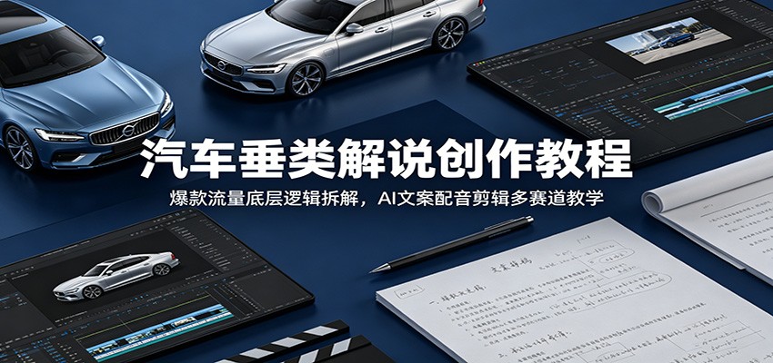 汽车垂类解说创作教程：爆款流量底层逻辑拆解，AI文案配音剪辑多赛道教学-快名资源网