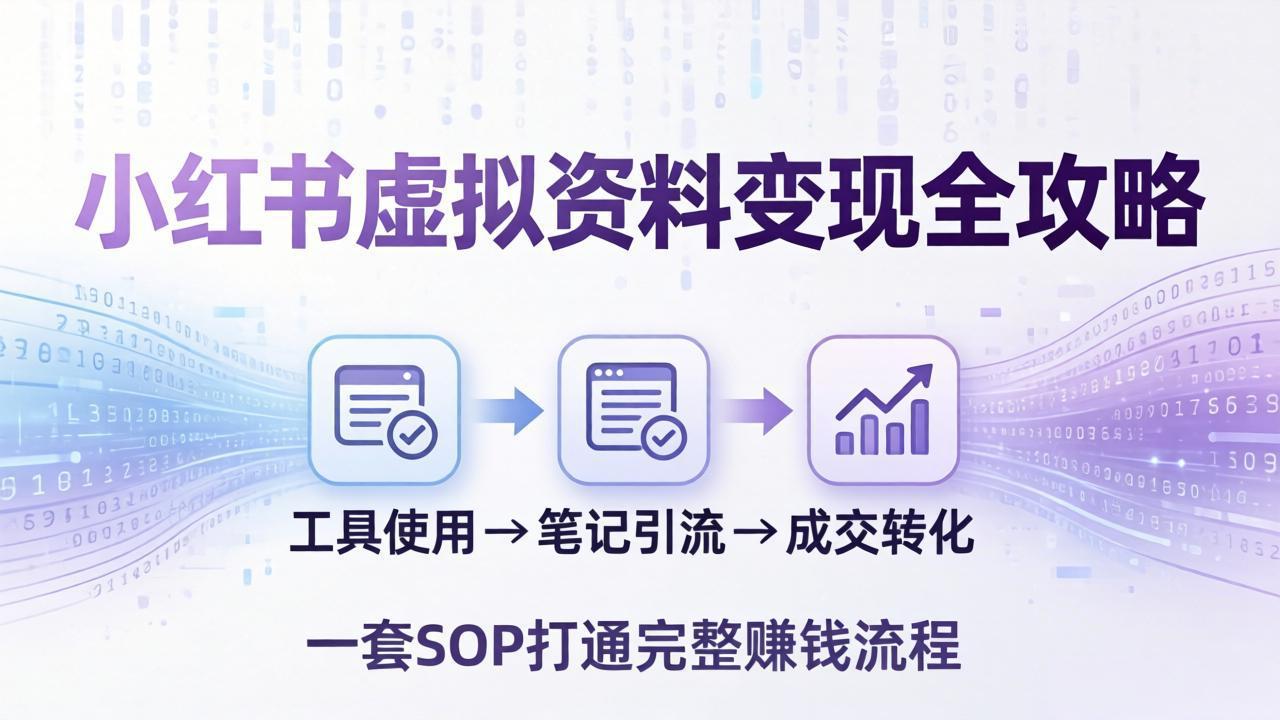 小红书虚拟资料变现全攻略：从工具使用到笔记引流成交，一套 SOP 打通完整赚钱流程-快名资源网