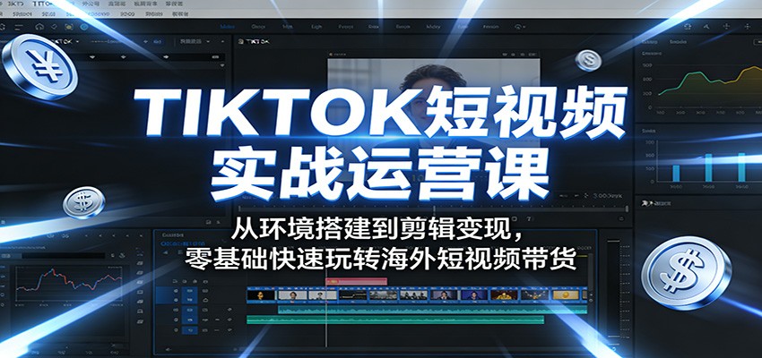 TIKTOK短视频实战运营课：从环境搭建到剪辑变现，零基础快速玩转海外短视频带货-快名资源网