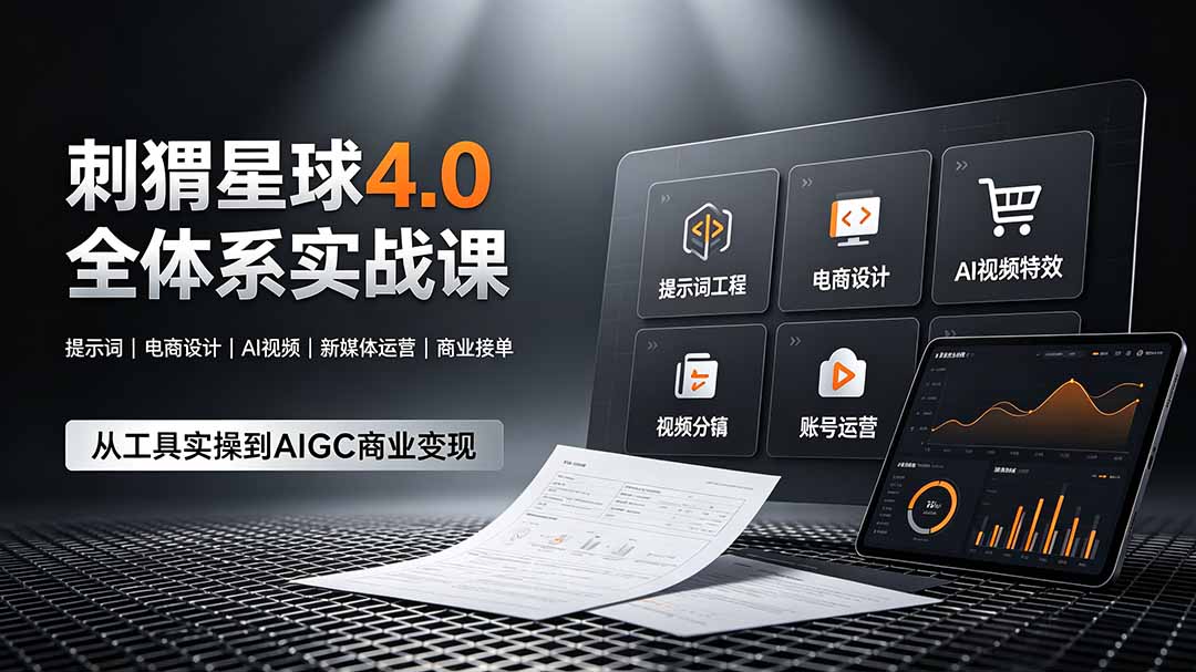 刺猬星球4.0全体系实战课，覆盖提示词工程、电商设计、AI视频特效与新媒体运营，一站式掌握AIGC商业核心技能-青虫资源网