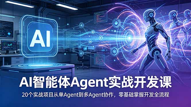 AI智能体Agent实战开发课：20个实战项目从单Agent到多Agent协作，零基础掌握开发全流程-快名资源网