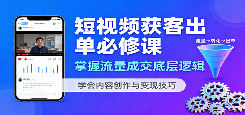 短视频获客出单必修课：掌握流量成交底层逻辑，学会内容创作与变现技巧-快名资源网