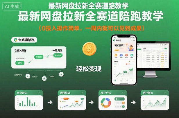 最新网盘拉新全赛道陪跑教学，0投入操作简单，一周内就可以见到成果-快名资源网
