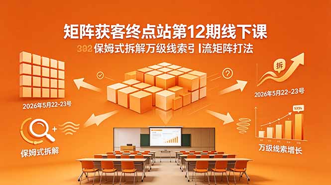 矩阵获客终点站第12期线下课 2026年5月22-23号 保姆式拆解万级线索引流矩阵打法-快名资源网