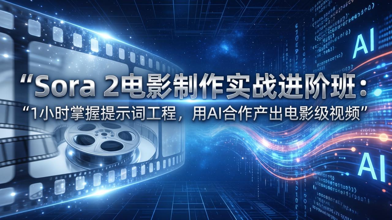 Sora 2电影制作实战进阶班：1小时掌握提示词工程，用AI合作产出电影级视频-快名资源网