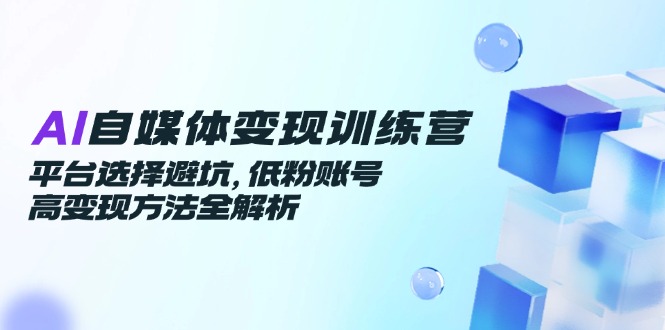 AI自媒体变现训练营，平台选择避坑，低粉账号高变现方法全解析-快名资源网