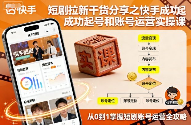 短剧拉新干货分享之快手成功起号和账号运营实操课-快名资源网