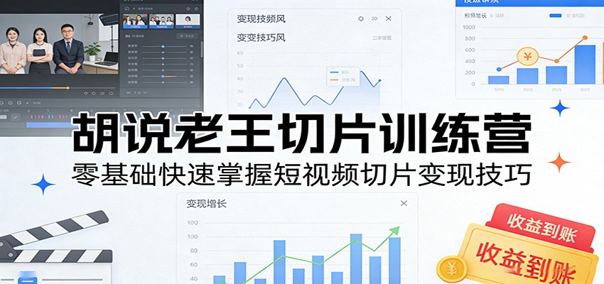 胡说老王切片训练营，零基础快速掌握短视频切片变现技巧-快名资源网