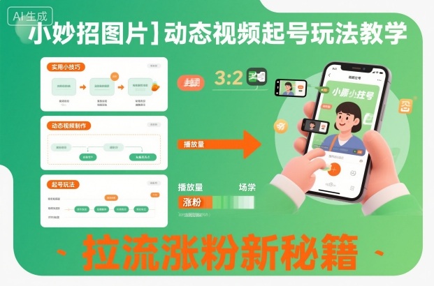 小妙招图片＋动态视频起号玩法教学，拉流涨粉新秘籍-快名资源网
