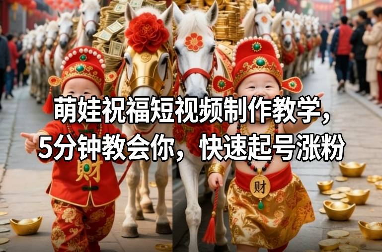 萌娃祝福短视频制作教学，5分钟教会你，快速起号涨粉-快名资源网