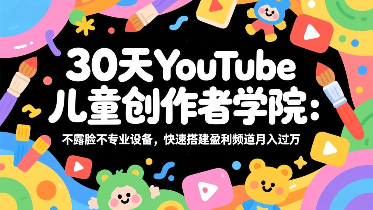30天YouTube儿童创作者学院：不露脸不专业设备，快速搭建盈利频道月入过万-快名资源网