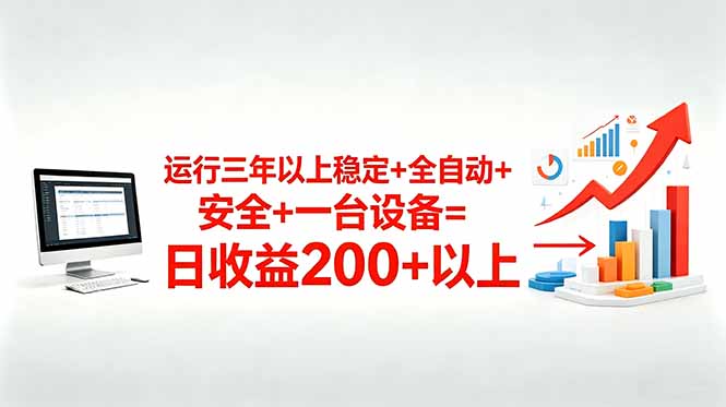 三年以上稳定+全自动+安全+一台设备=日收益200+-快名资源网