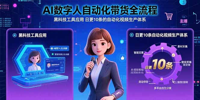 AI数字人自动化带货全流程：黑科技工具应用 日更10条的自动化视频生产体系-快名资源网