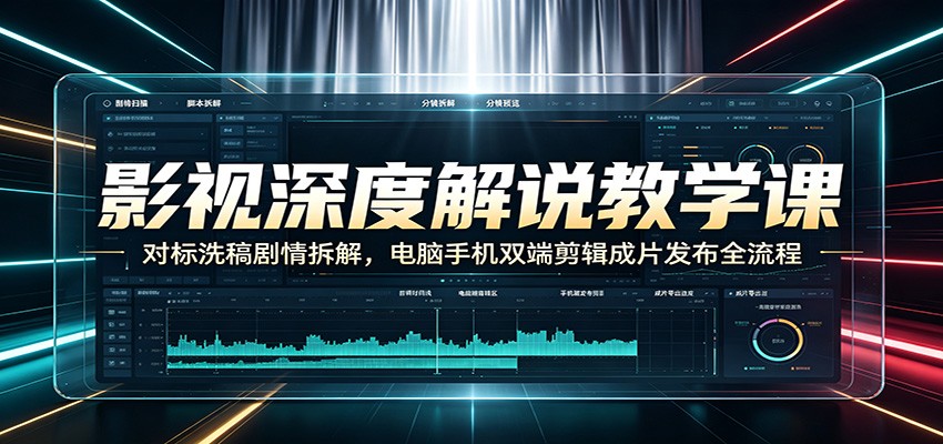 影视深度解说教学课：对标洗稿剧情拆解，电脑手机双端剪辑成片发布全流程-青虫资源网