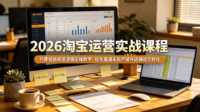 2026 淘宝运营实战课程，付费投放底层逻辑实操教学，优化直通车投产提升店铺成交转化-青虫资源网