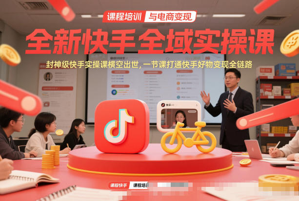 全新快手全域实操课，封神级快手实操课横空出世，一节课打通快手好物变现全链路-快名资源网