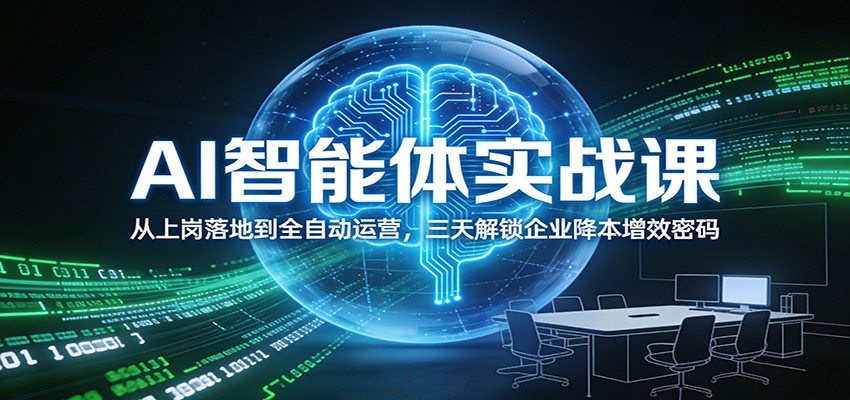 AI智能体实战课：从上岗落地到全自动运营，三天解锁企业降本增效密码-快名资源网