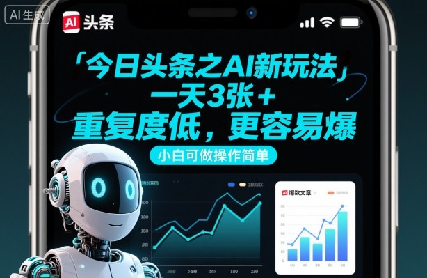 今日头条之AI新玩法，一天3张+，重复度低，更容易爆，小白可做操作简单-快名资源网