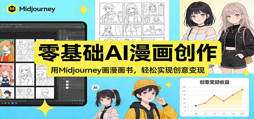 零基础AI漫画创作：用Midjourney画漫画书，轻松实现创意变现-快名资源网