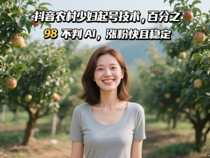 抖音农村少妇起号技术，百分之98不判AI，涨粉快且稳定-青虫资源网