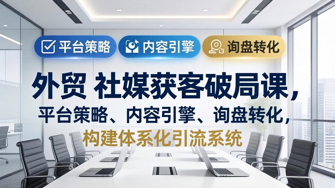 外贸 社媒获客破局课，平台策略、内容引擎、询盘转化，构建体系化引流系统(更新26年3月-快名资源网