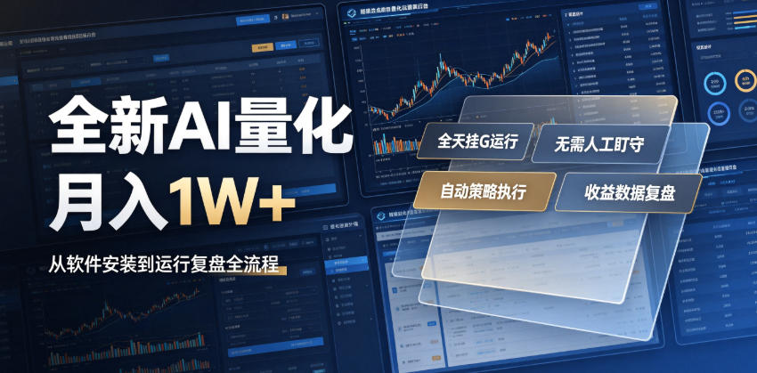 全新AI量化月入1W+，一台电脑全天挂G运行，不用盯不用操作，懒人专属副业！【揭秘】-青虫资源网