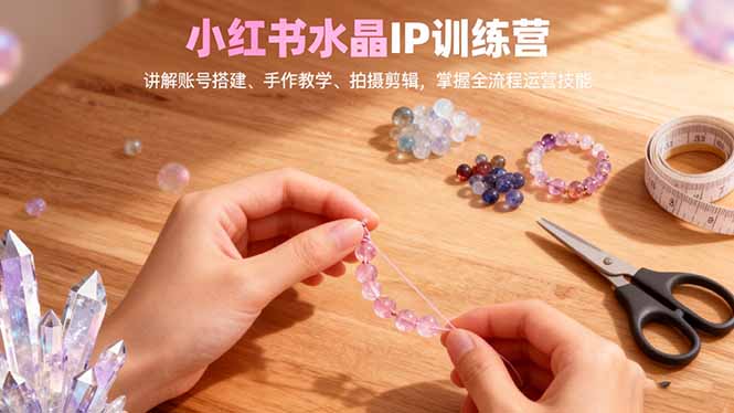 小红书水晶IP训练营，讲解账号搭建、手作教学、拍摄剪辑，全流程运营技能-快名资源网