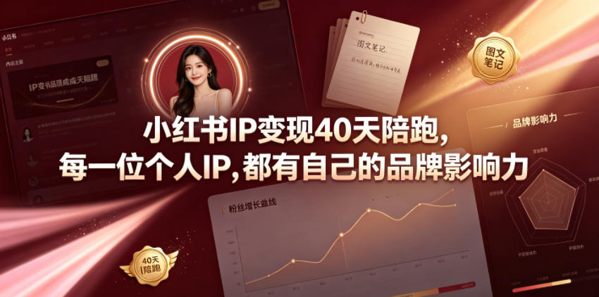 小红书IP变现40天陪跑，每一位个人IP，都有自己的品牌影响力-青虫资源网