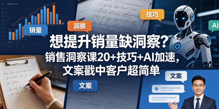 想提升销量缺洞察？销售洞察课20+技巧+AI加速，文案戳中客户超简单【原创双语字幕】-快名资源网