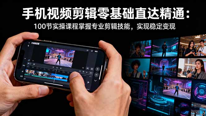 手机视频剪辑零基础直达精通：100节实操课程掌握专业剪辑技能，实现稳...-快名资源网