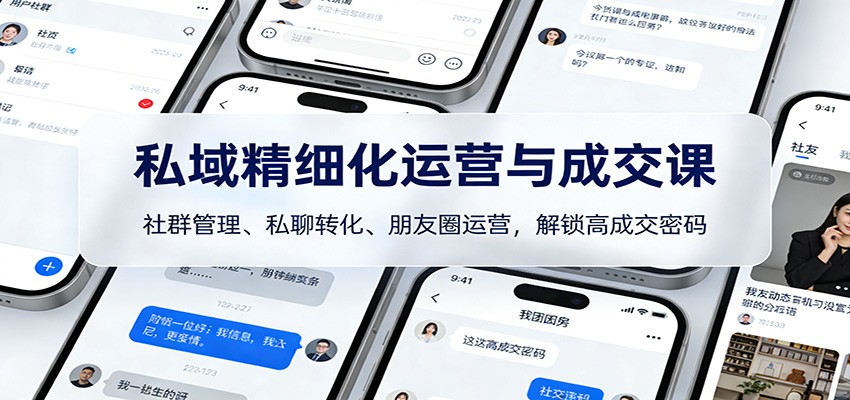私域精细化运营与成交课：社群管理、私聊转化、朋友圈运营，解锁高成交密码-快名资源网