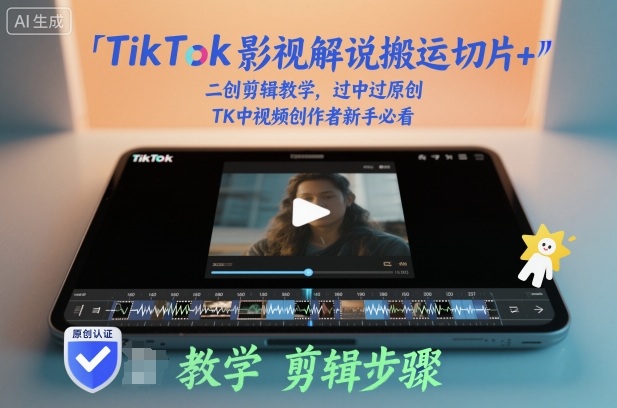 TikTok影视解说搬运切片+二创剪辑教学，过中过原创，TK中视频创作者新手必看-快名资源网