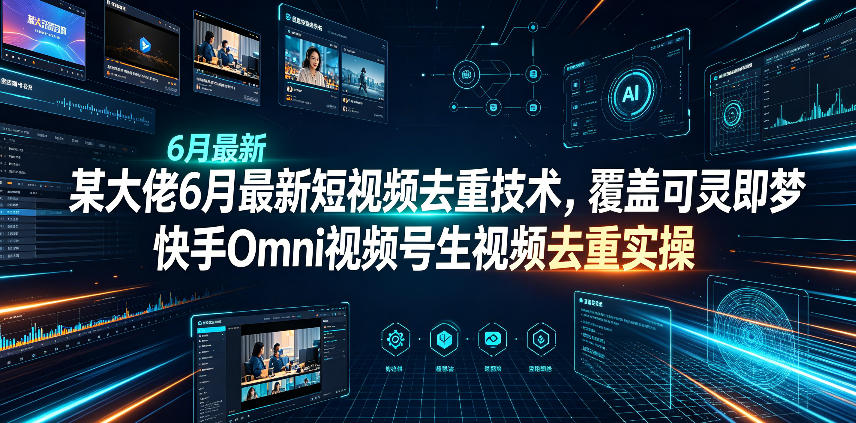 某大佬6月最新短视频去重技术，覆盖可灵即梦快手Omni视频号生视频去重实操-快名资源网