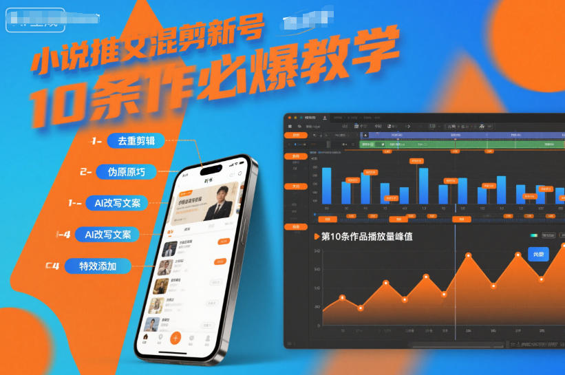 小说推文混剪新号10条必爆教学，伪原创10条作品必爆技巧-快名资源网